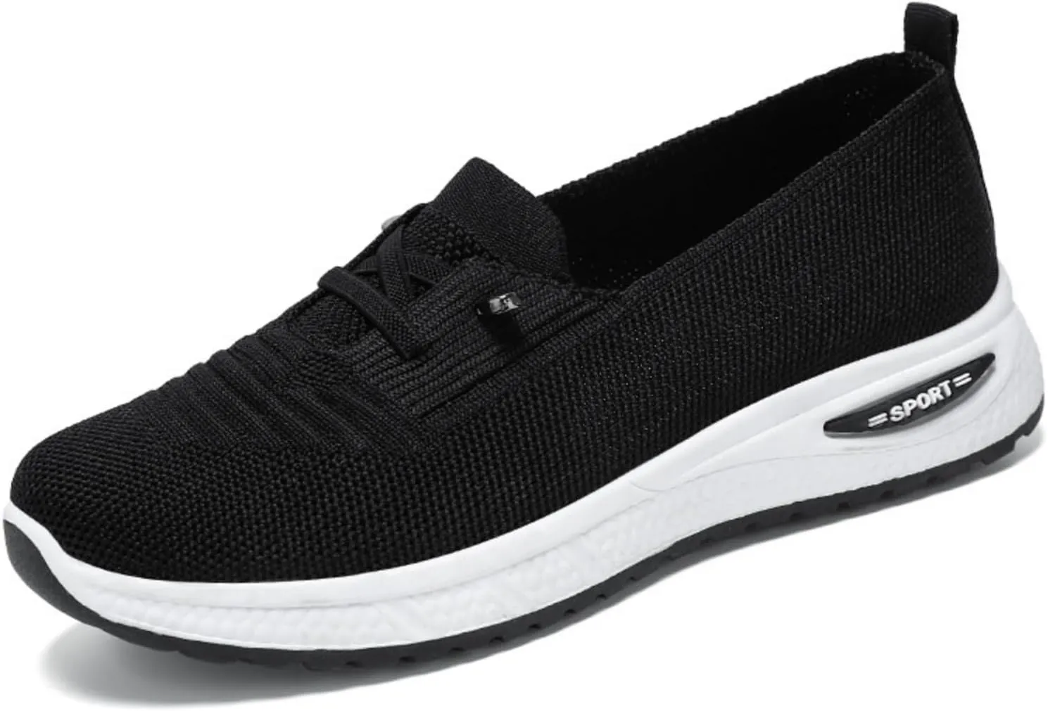 Orthopedic Sneakers for Women Slip on Breathable Mesh Knitted Woven Low Top Walking Shoes Casual Dressy Lightweight Wide Width Shoes Arch Support Non-Slip Shoe
