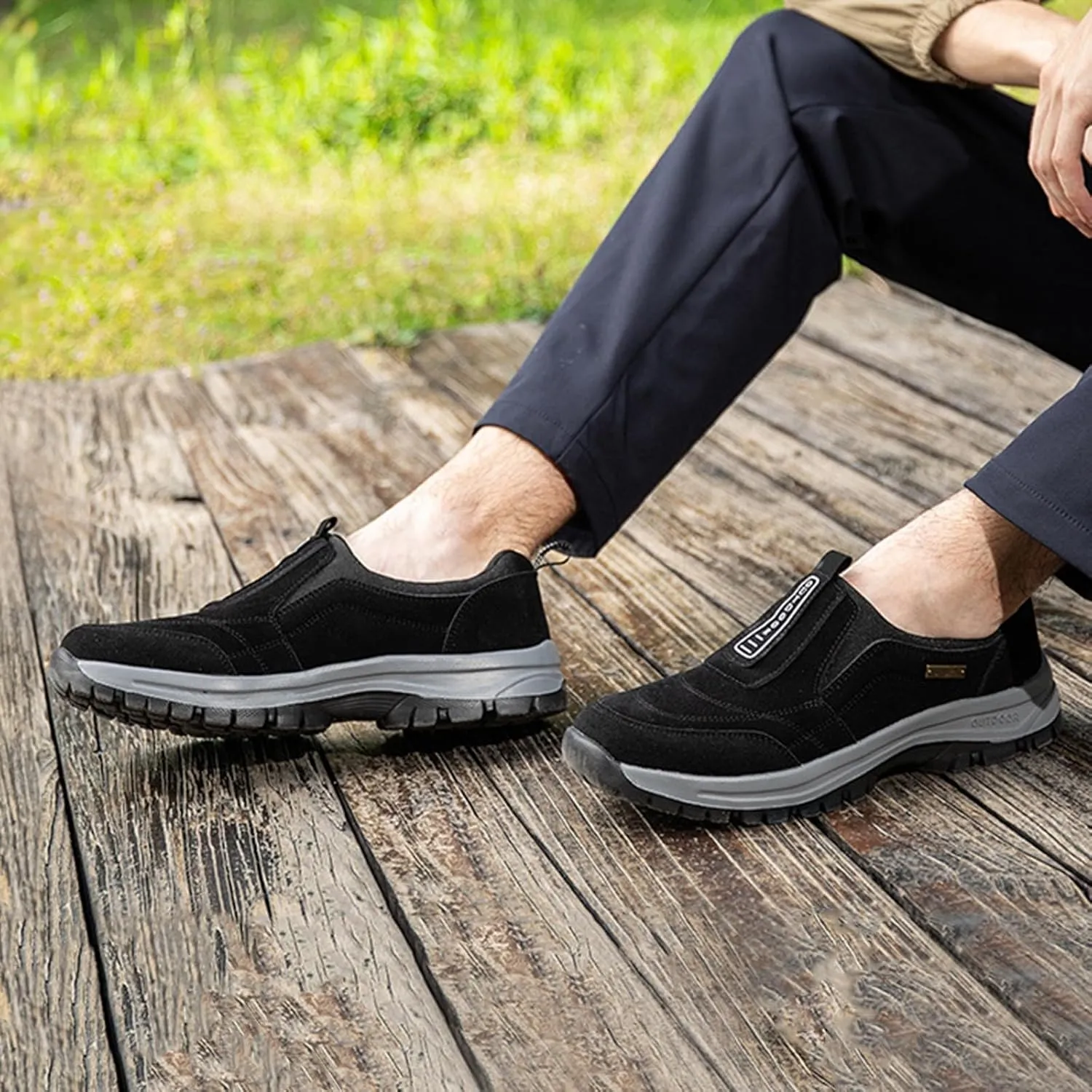 Orthopedic Walking Shoes Hiking Shoes Mens, Slip-On Outdoor Sneakers,Men's Comfortable Waterproof Orthopedic Walking Shoe