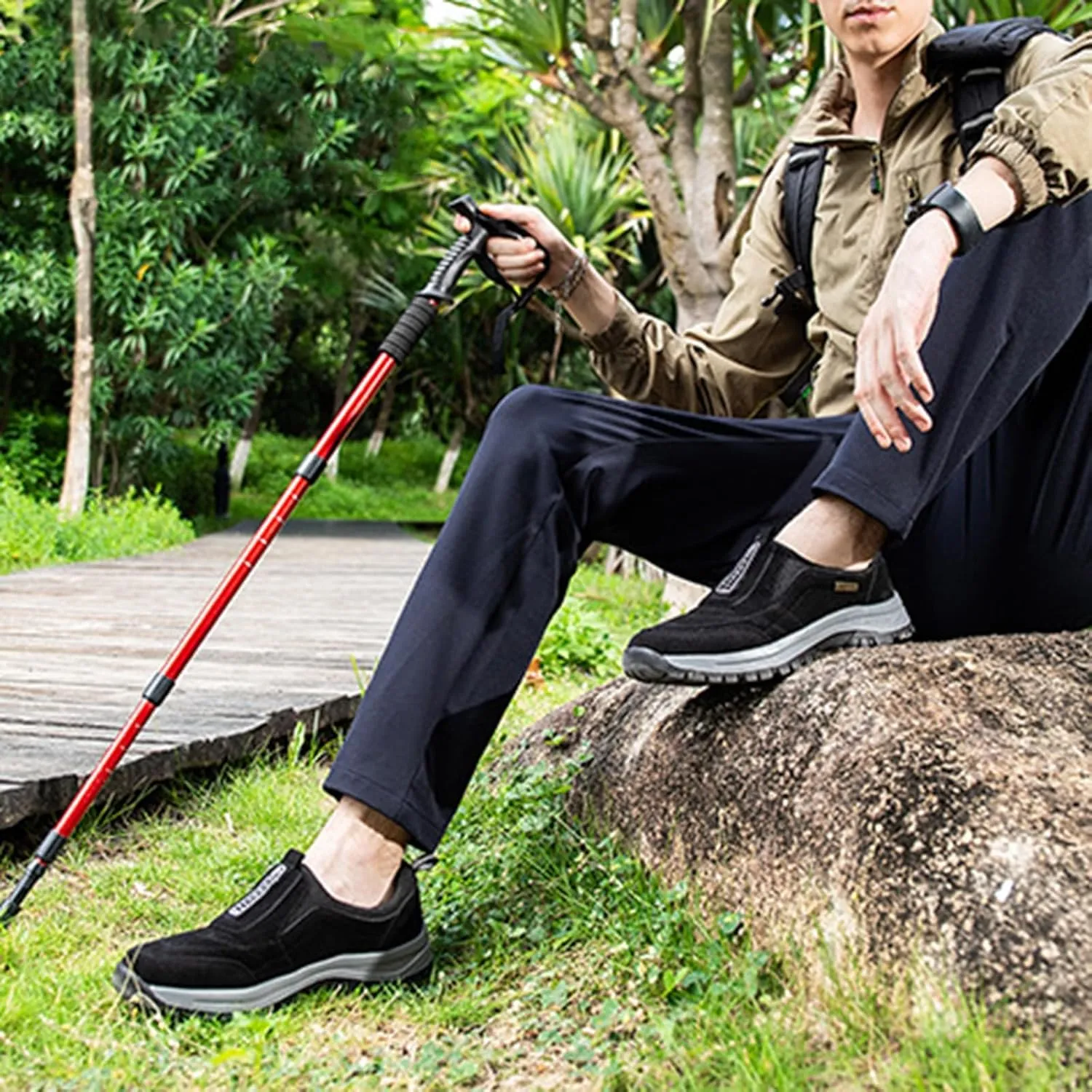 Orthopedic Walking Shoes Hiking Shoes Mens, Slip-On Outdoor Sneakers,Men's Comfortable Waterproof Orthopedic Walking Shoe