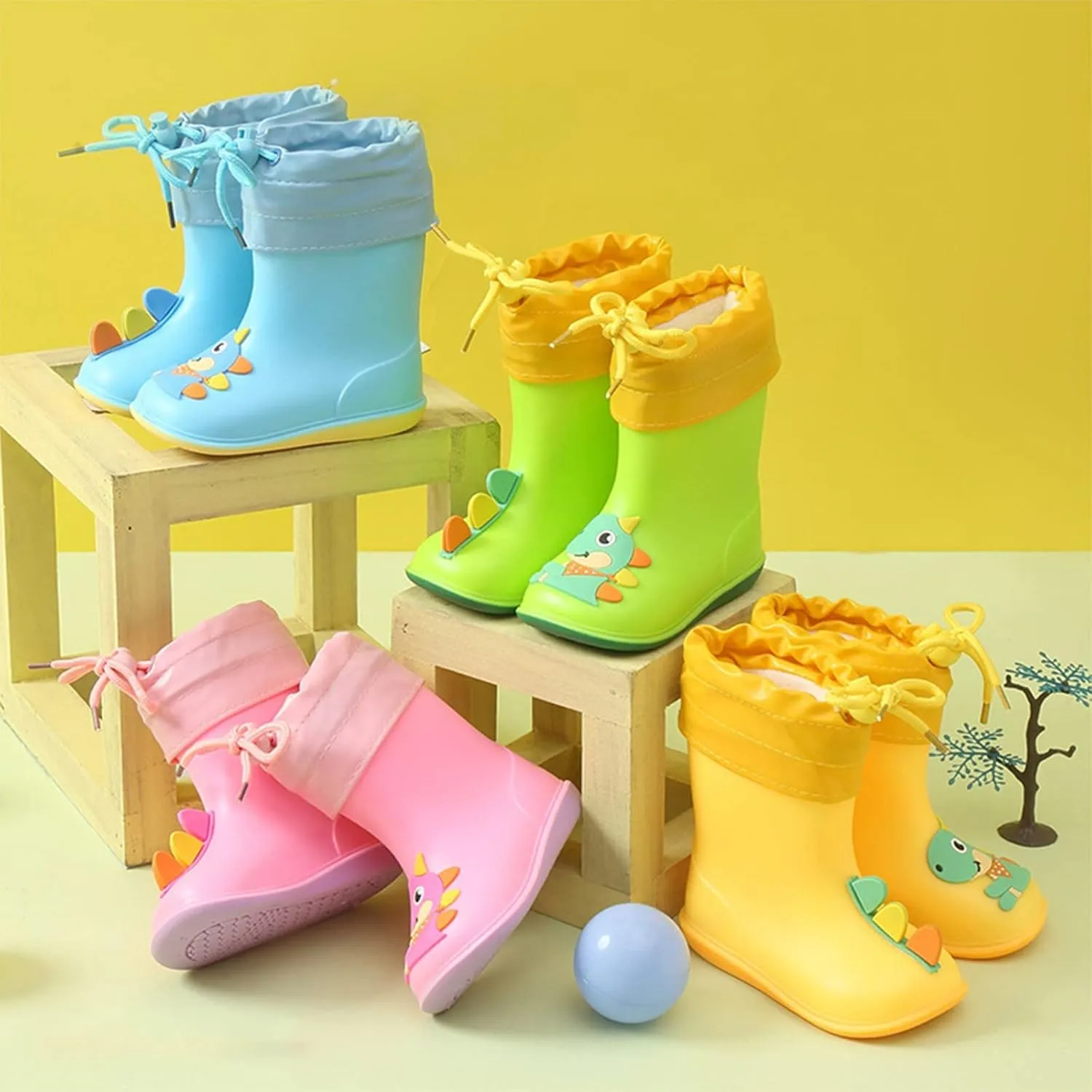 Rain Boots Baby Colorful Cartoon Animal Plush Children Water Shoes EVA Soft Outdoor Kids Rain Boots Girls Suede