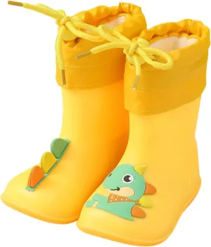 Rain Boots Baby Colorful Cartoon Animal Plush Children Water Shoes EVA Soft Outdoor Kids Rain Boots Girls Suede