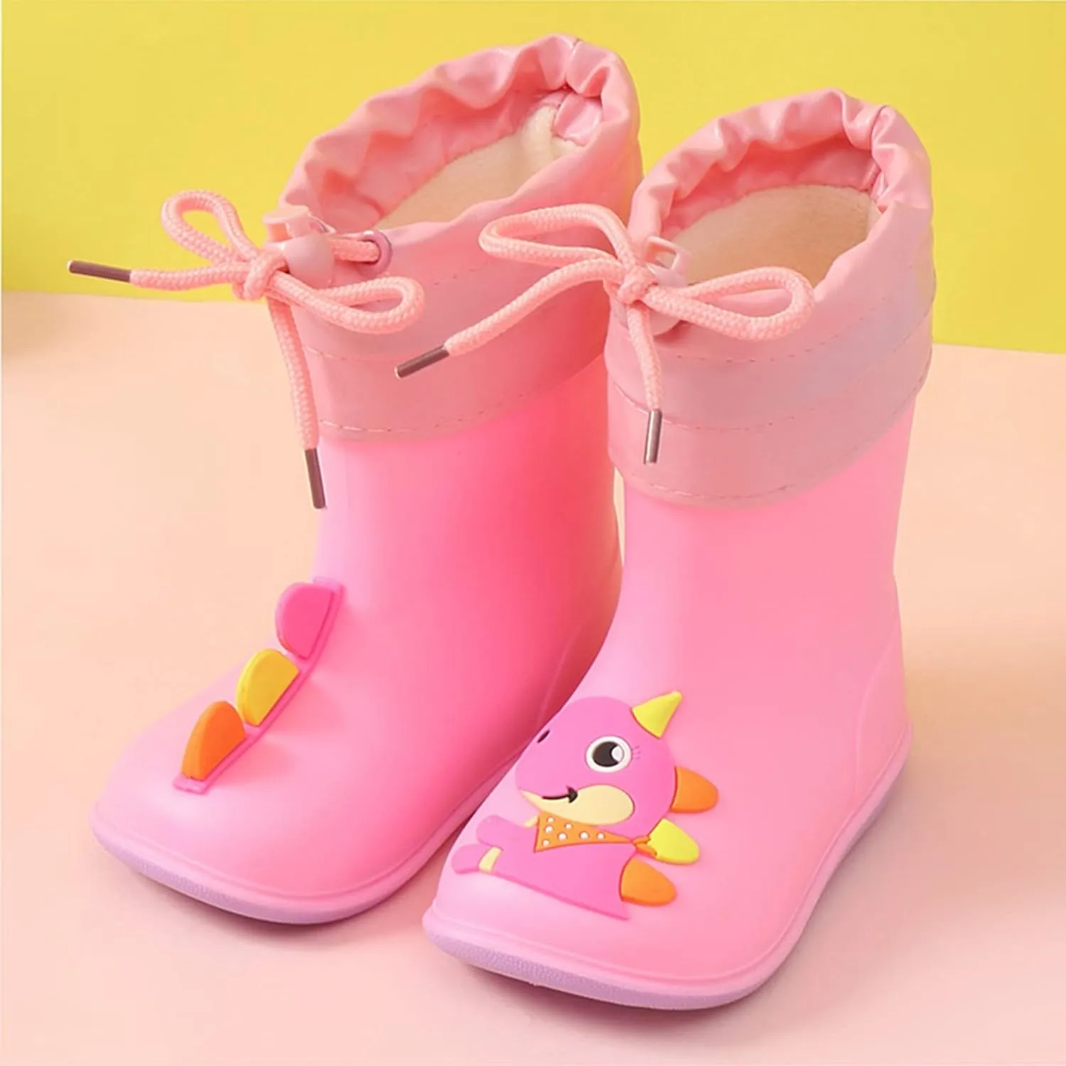 Rain Boots Baby Colorful Cartoon Animal Plush Children Water Shoes EVA Soft Outdoor Kids Rain Boots Girls Suede