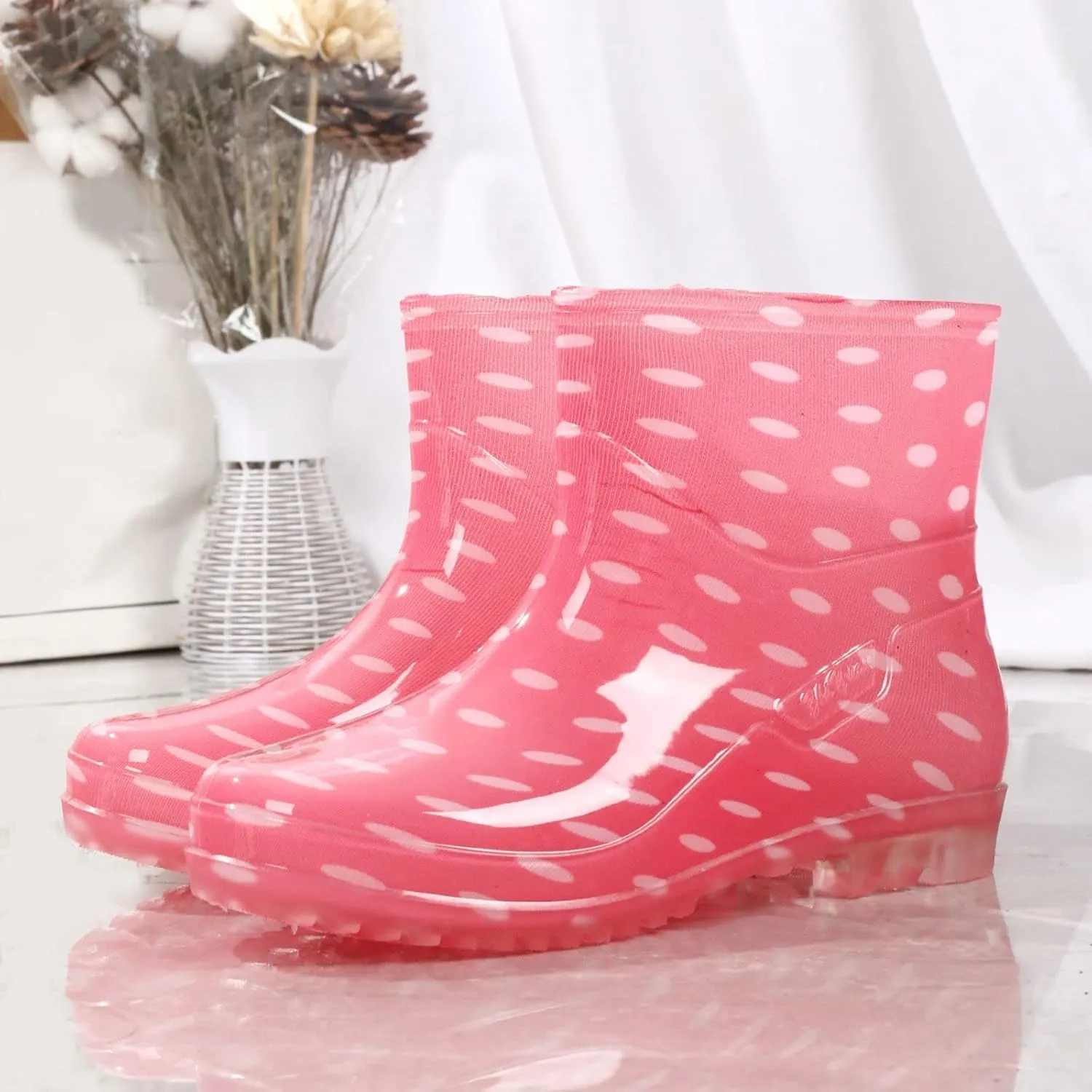 Rain Boots Women Women's Mid Calf Rain Boots Printed Waterproof Rubber Boots Short Garden Shoes Cute Ankle Booties