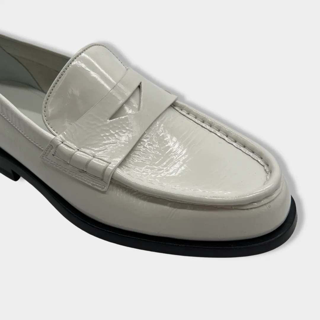 SANTONI white leather loafers