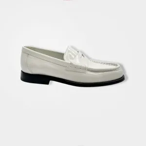 SANTONI white leather loafers