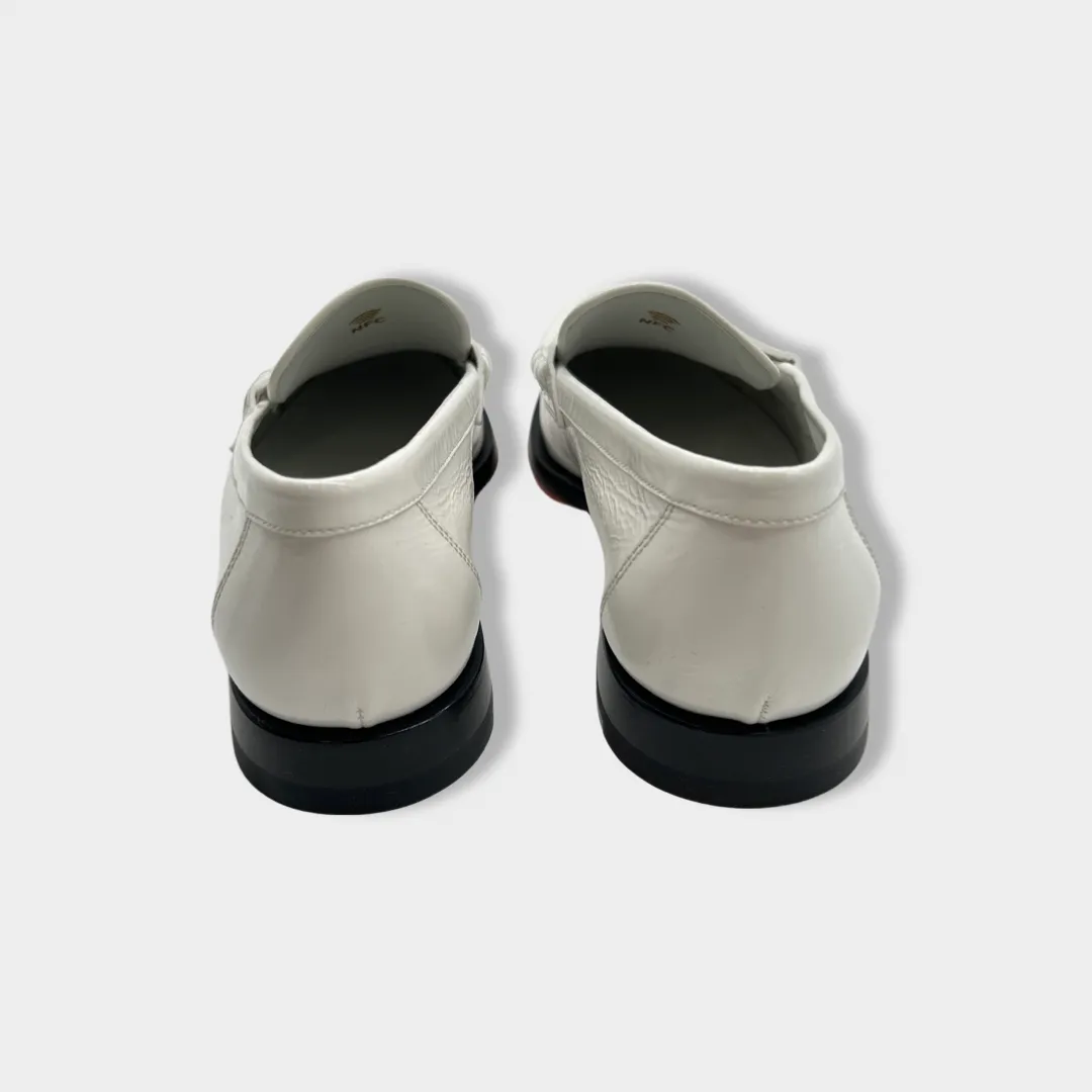 SANTONI white leather loafers