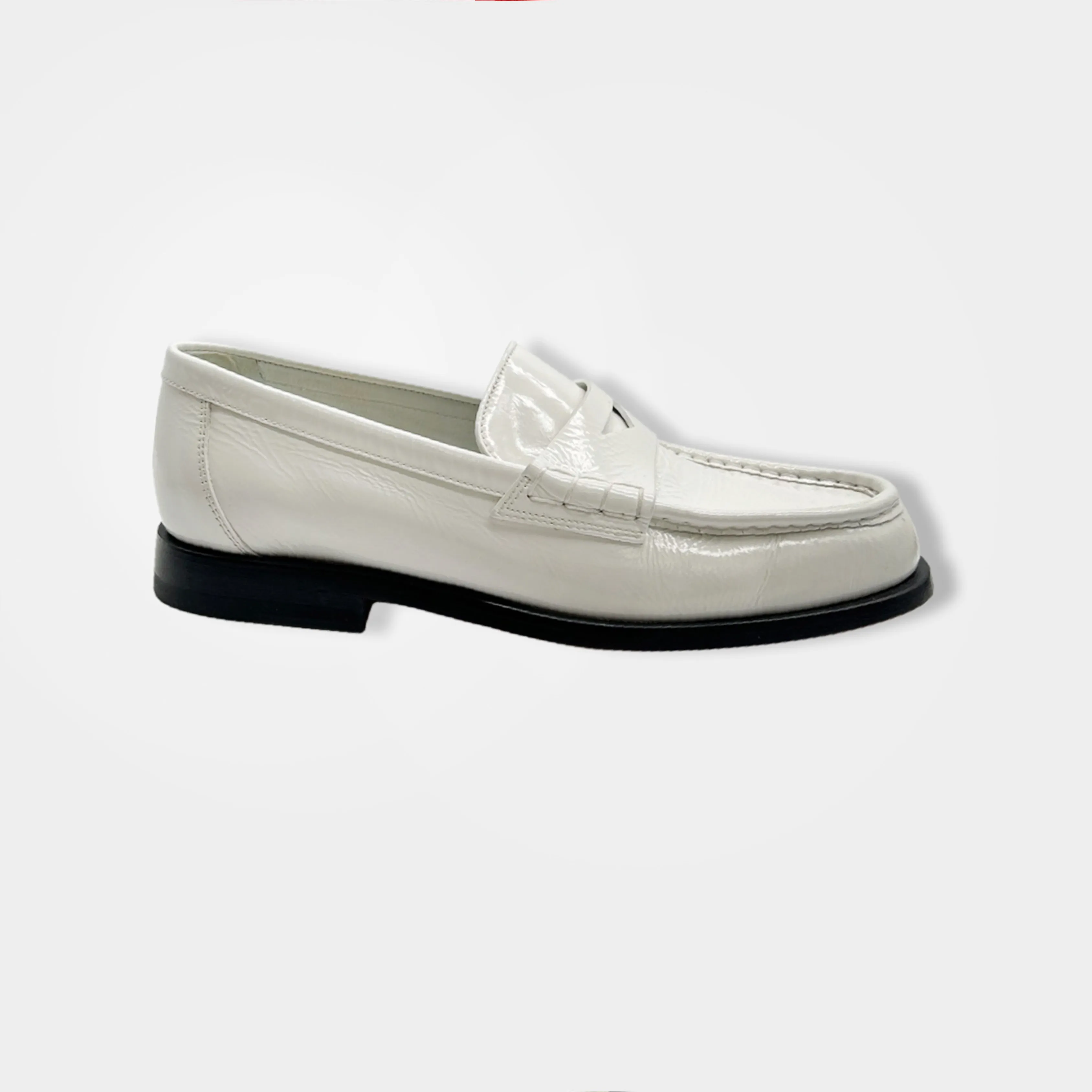 SANTONI white leather loafers