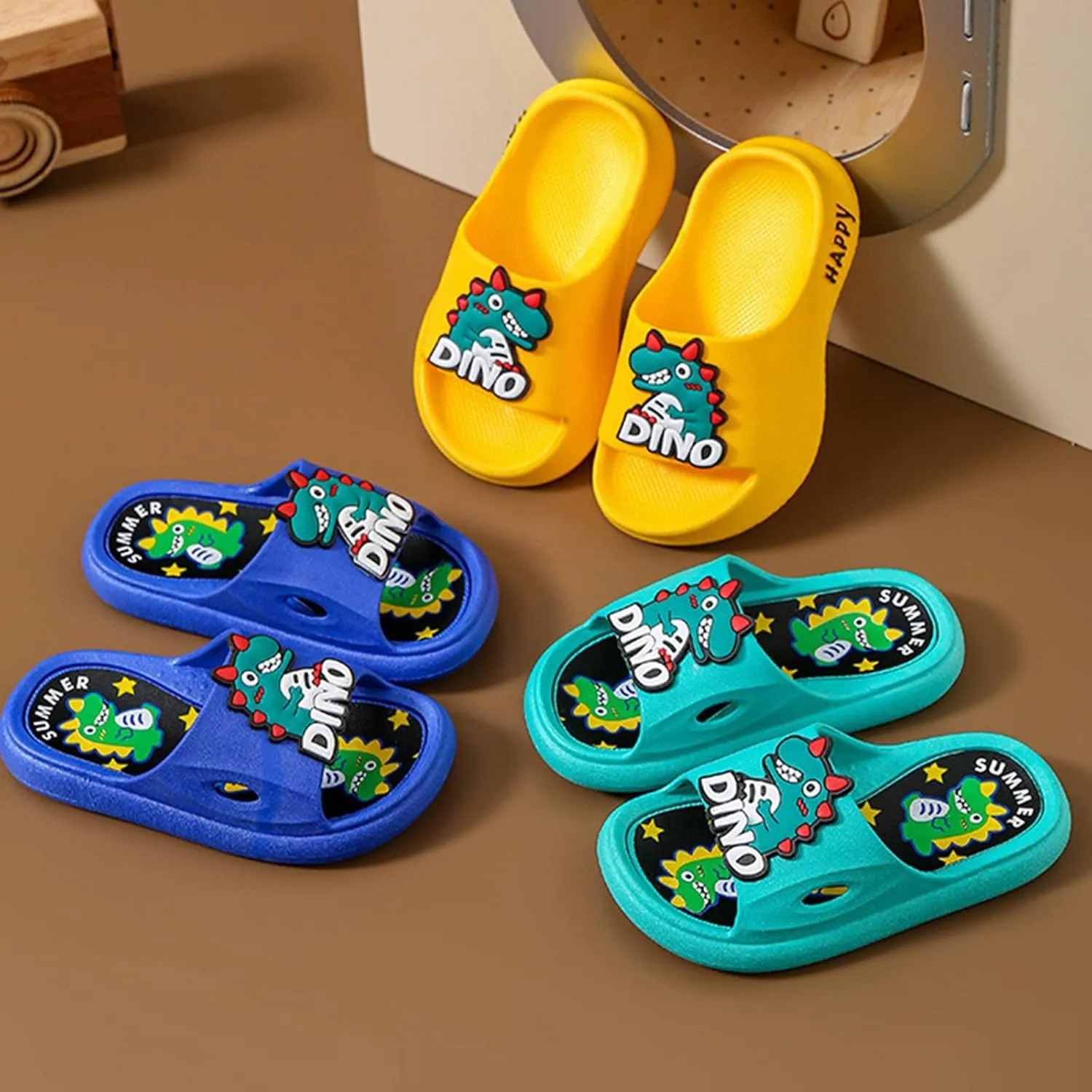 sfdgfhyf 2 to 10Y Unisex Child Cute Shoes Children Beach Shoes Summer Cute Cartoon Little Dinosaur Boy Baby Bathroom