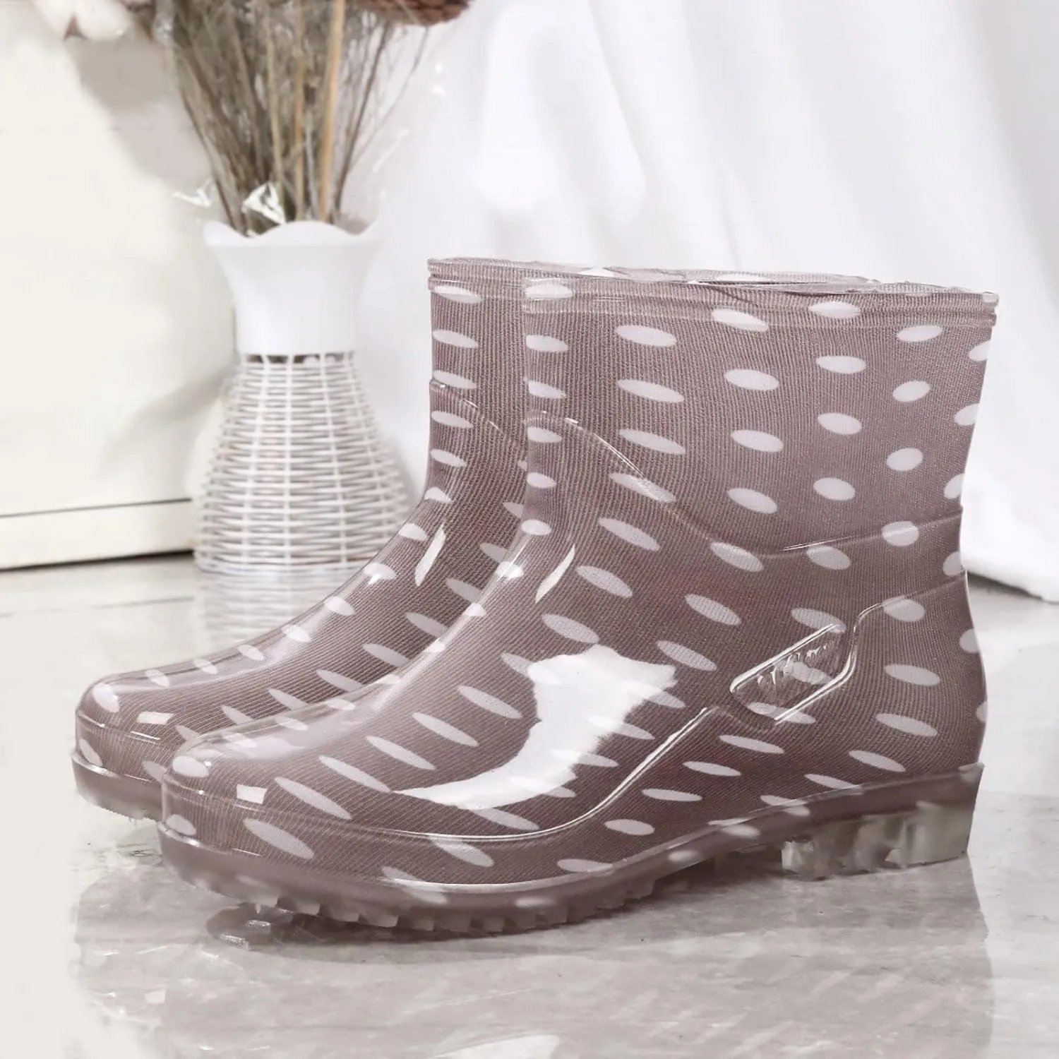 Short Rain Boots for Women, Women's Ankle Rain Boots Waterproof Wide Calf Garden Shoes Lightweight Anti-Slipping Rubber Shoes for Outdoor