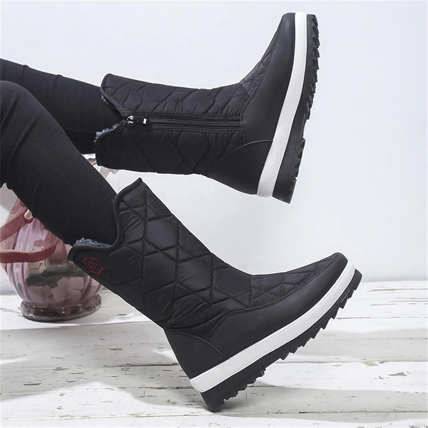 Snow Boot for Women Women's Mid Calf Snow Boots Waterproof Womens Size 12 Wide Snow Boots Chunky Heel Winter Boots for Women Womens Tall Winter Boots