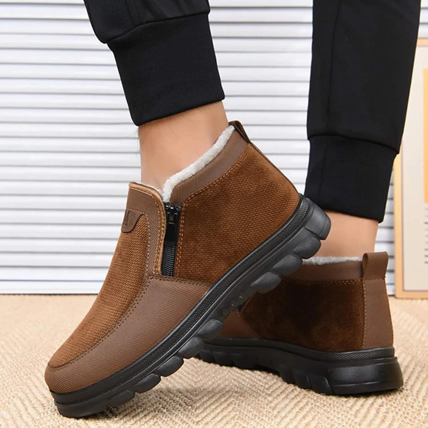Snow Boots for Men Velvet Plus Thick Bottom Side Zipper Casual Soft Bottom Light Bottom Warm Cold Snow Boots