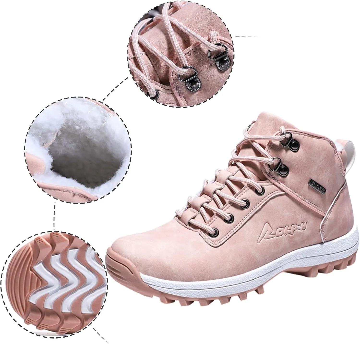 Snow Boots for Men Waterproof Furry Lined Warm Winter Boots Lace Up Vintage Non-Slip Ankle Boots Classic Slip on Lightweight Hiking Shoes