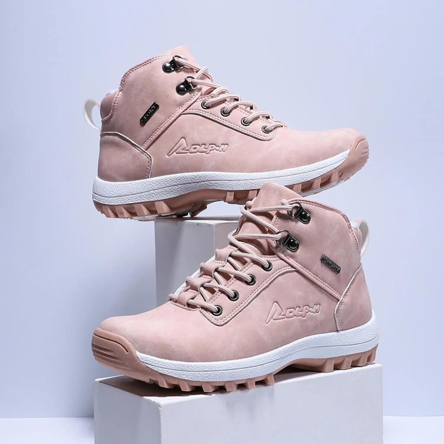 Snow Boots for Men Waterproof Furry Lined Warm Winter Boots Lace Up Vintage Non-Slip Ankle Boots Classic Slip on Lightweight Hiking Shoes