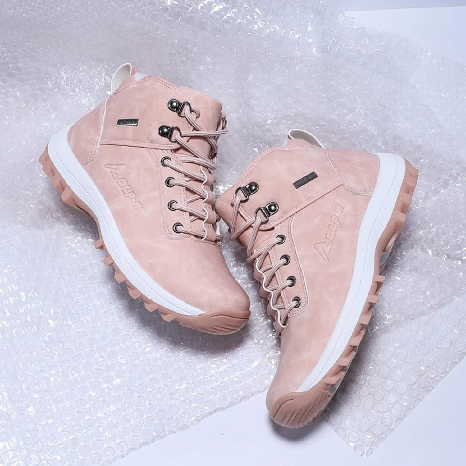 Snow Boots for Men Waterproof Furry Lined Warm Winter Boots Lace Up Vintage Non-Slip Ankle Boots Classic Slip on Lightweight Hiking Shoes