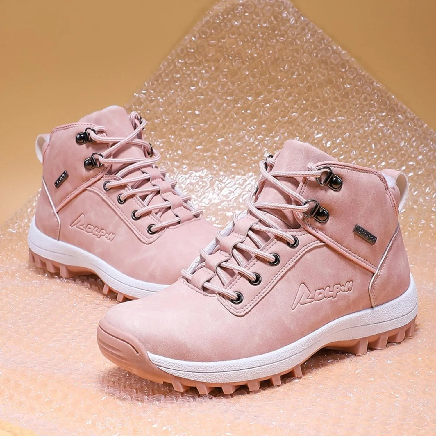 Snow Boots for Men Waterproof Furry Lined Warm Winter Boots Lace Up Vintage Non-Slip Ankle Boots Classic Slip on Lightweight Hiking Shoes