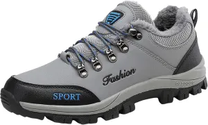 Snow Boots for Men Waterproof Fuzzy Furry Lined Winter Boots Lace Up Sneakers Cold Weather Anti-Slip Ankle Boots Slip on Athletic Hiking Walking Shoes Sneakers