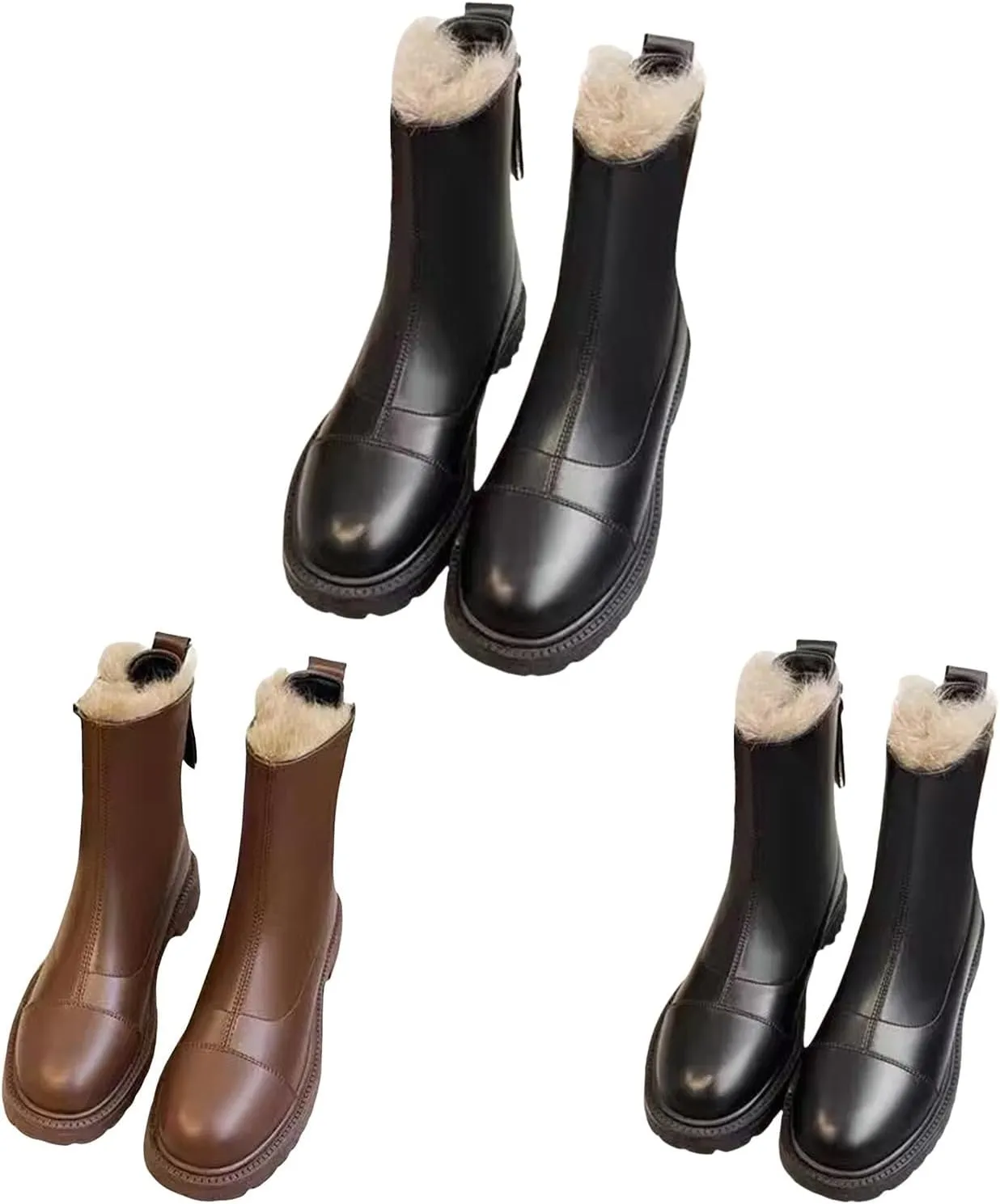 Snow Boots for Women Fashion Womens Winter Shoes Warm Plush Lined Ankle Booties Comfortable Slip On Outdoor Boots
