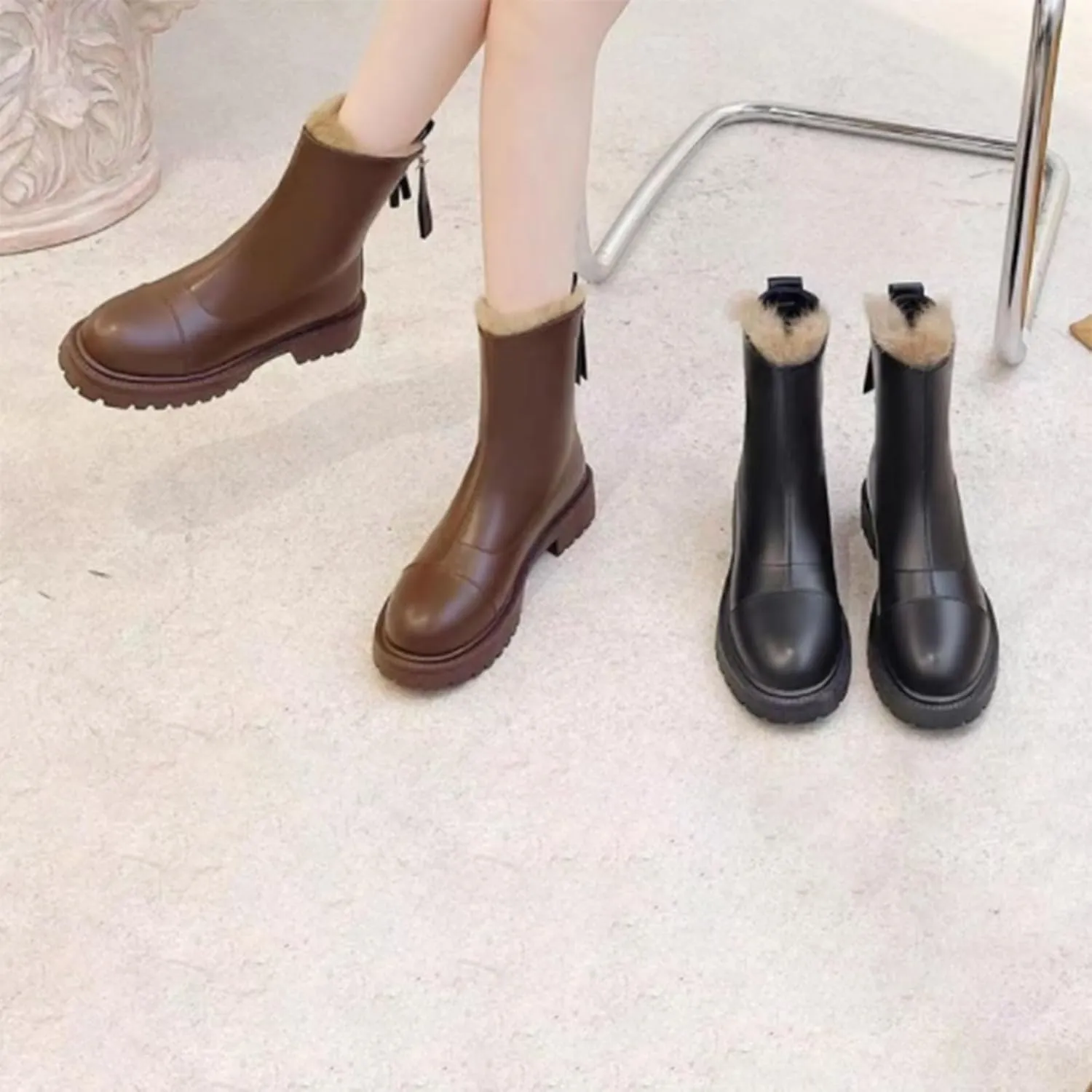 Snow Boots for Women Fashion Womens Winter Shoes Warm Plush Lined Ankle Booties Comfortable Slip On Outdoor Boots