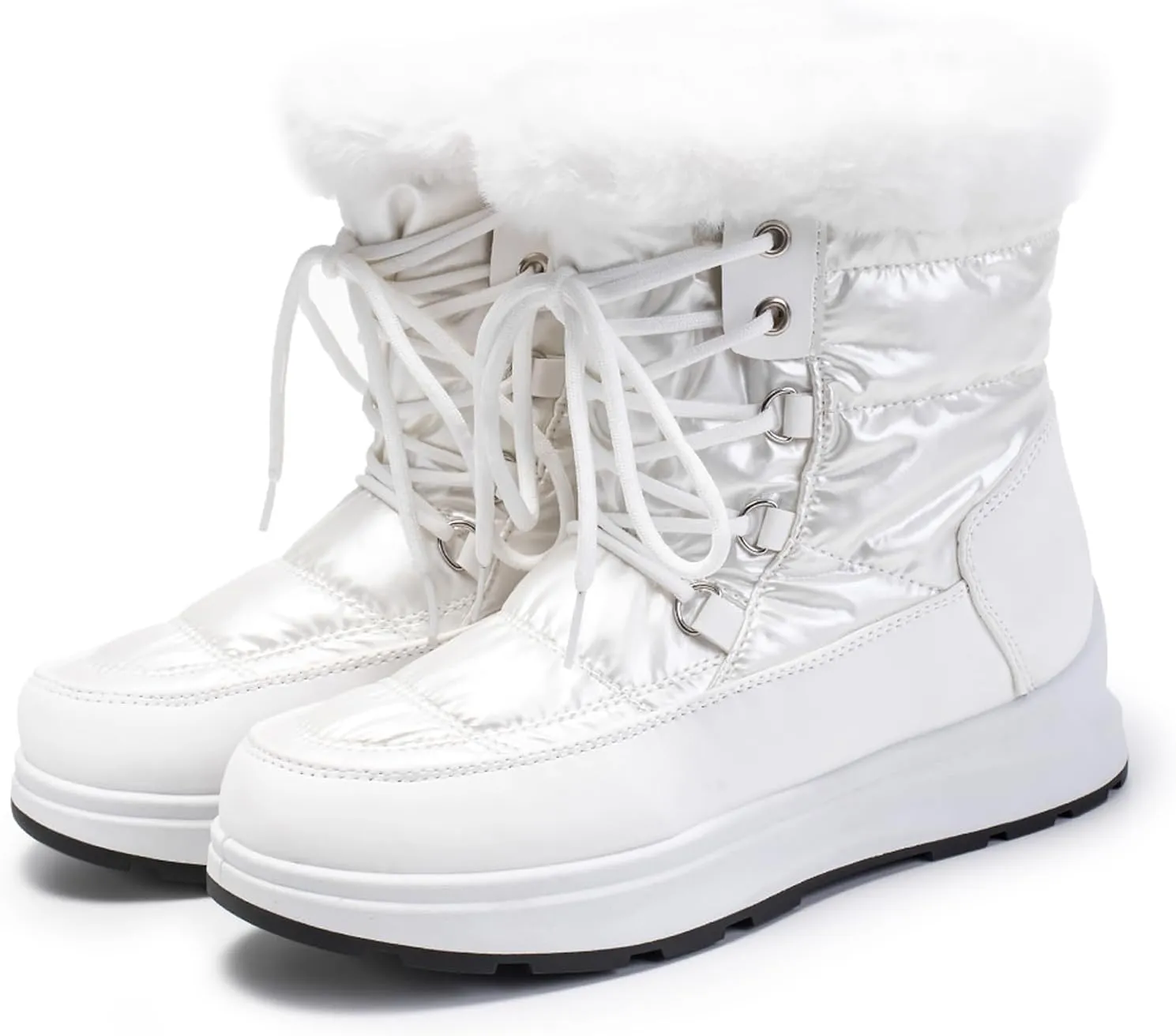 Snow Boots for Women Waterproof Anti-slip Winter Boots Classic Fuzzy Fur Booties Lightweight Slip on Ankle Boots Ladies Walking Hiking Booties