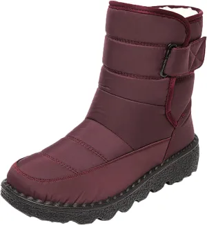 Snow Boots for Womens Winter Shoes - Womens Warm Fur Lining Mid Calf Boots Women Anti Slip Waterproof Buckle Strap Ankle Comfortable Outdoor Boot Platform Short Booties Walking Shoes