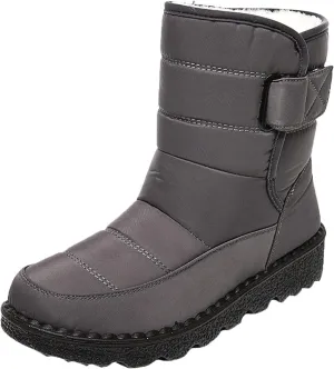 Snow Boots for Womens Winter Shoes - Womens Warm Fur Lining Mid Calf Boots Women Anti Slip Waterproof Buckle Strap Ankle Comfortable Outdoor Boot Platform Short Booties Walking Shoes