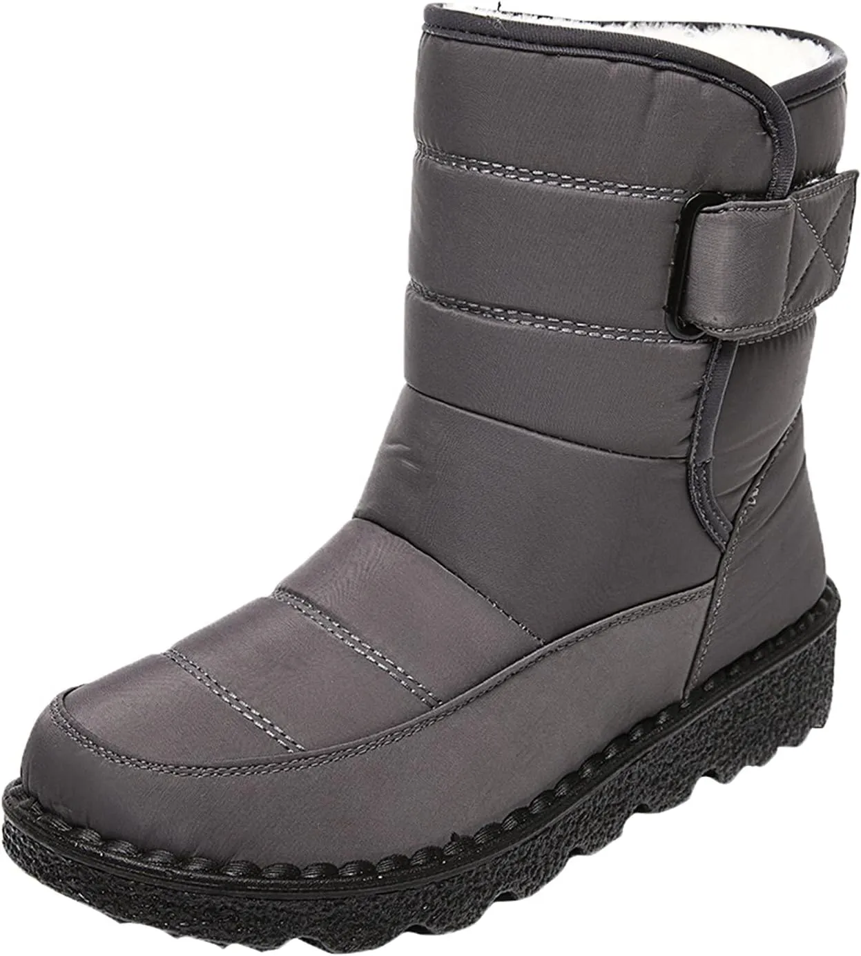 Snow Boots for Womens Winter Shoes - Womens Warm Fur Lining Mid Calf Boots Women Anti Slip Waterproof Buckle Strap Ankle Comfortable Outdoor Boot Platform Short Booties Walking Shoes