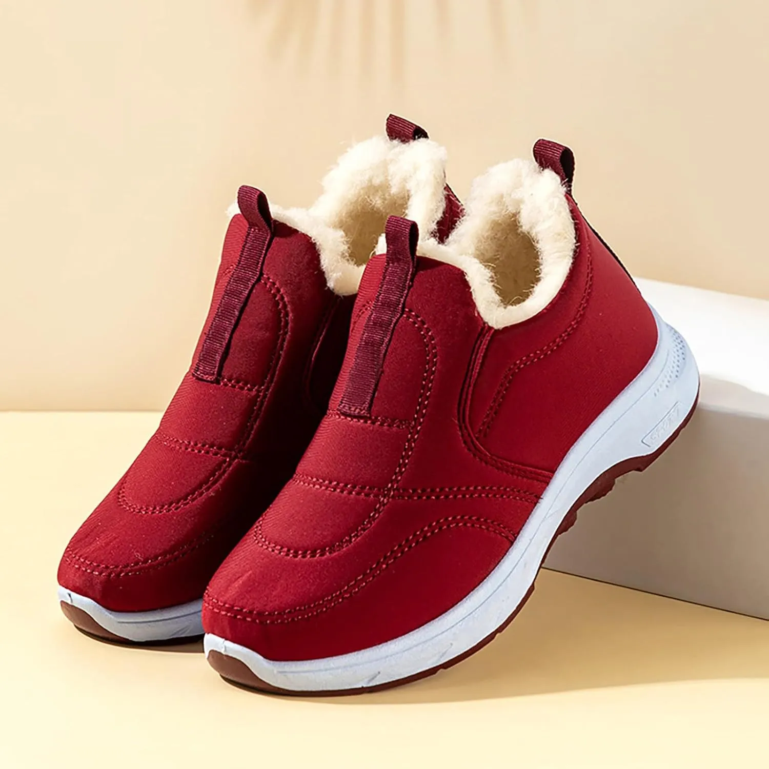 Snow Shoes For Men Fu Lined Ankle Booties Non-Slip Insulated Slip On Shoes Hiking Boots Women aterproof