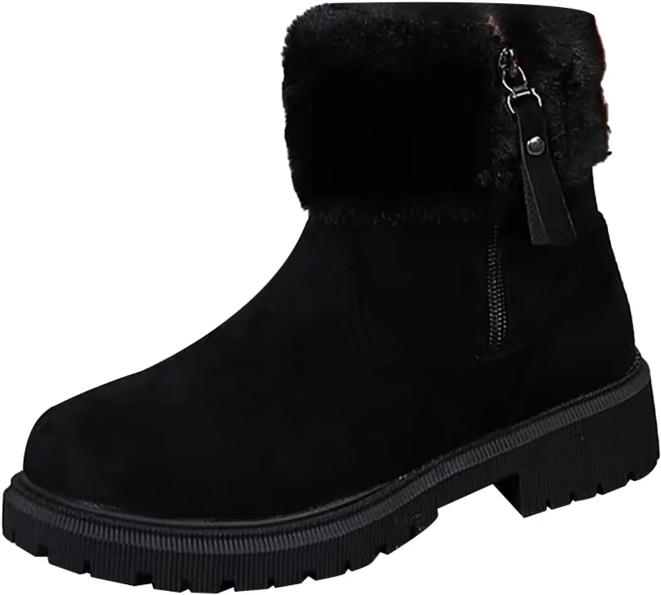 Snow Shoes For Men Hiking Boots Women aterproof Round Toe Lug Sole Non-Slip Side Zipper Ankle Booties