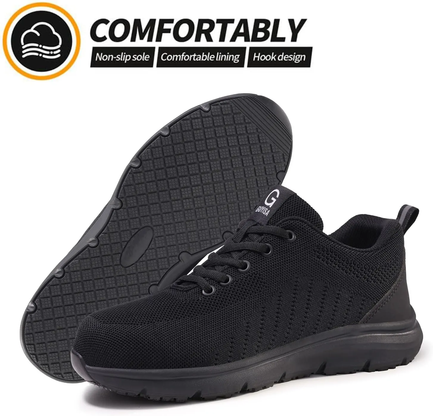 Steel Toe Shoes for Men, Lightweight Work Shoes,Construction Industrial Work Safety Boots, Comfortable Steel Toe Sneakers for Men Women