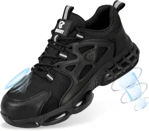Steel Toe Shoes for Men Women Composite Toe Work Sneakers Indestructible Safety Tennis Shoes Lightweight Breathable Construction Sneakers Puncture Proof Air Cushion Ergonomic Design
