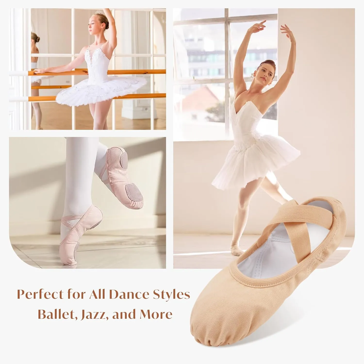 Stelle Ballet Shoes for Women Highly Stretch Canvas Dance Slipper Ballet Mesh Flats Non-Slip Yoga