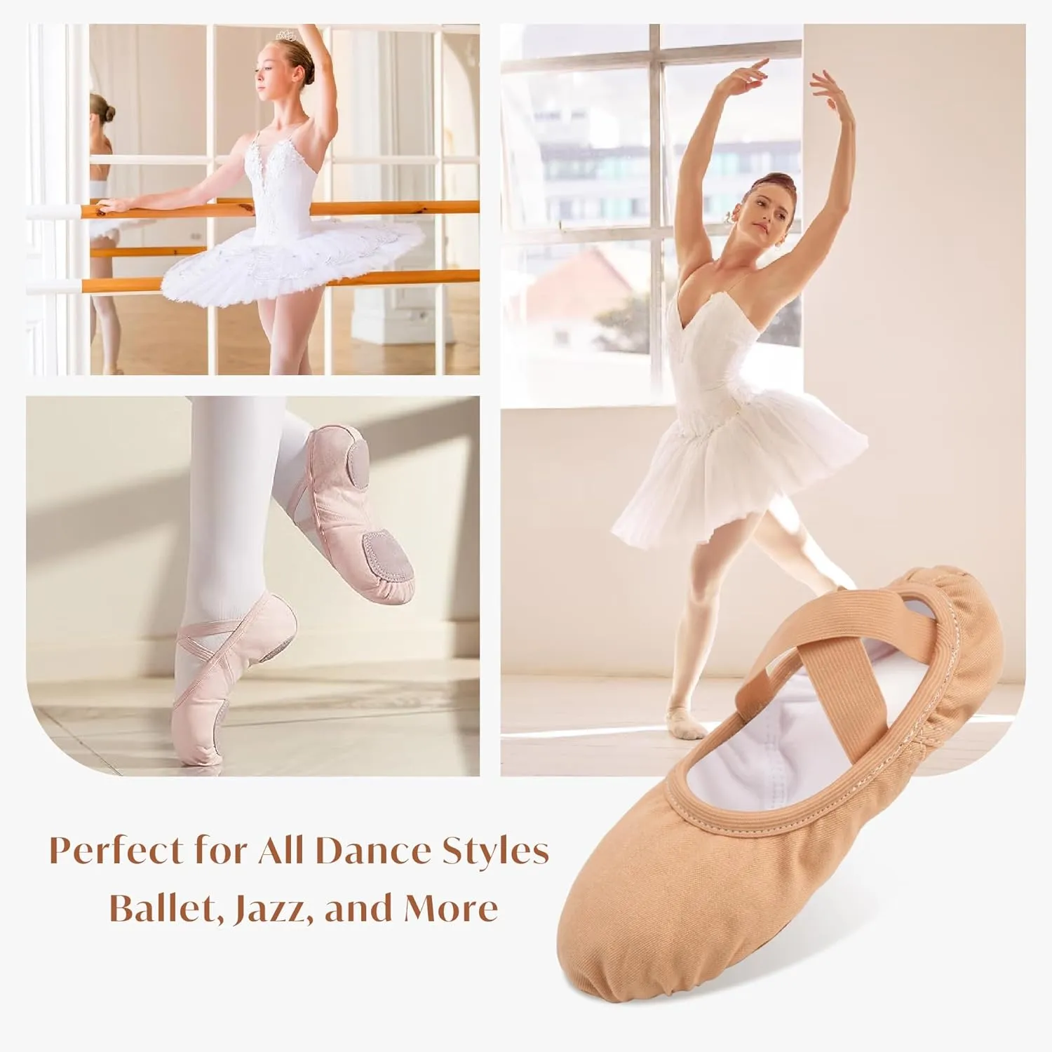 Stelle Ballet Shoes for Women Highly Stretch Canvas Dance Slipper Ballet Mesh Flats Non-Slip Yoga