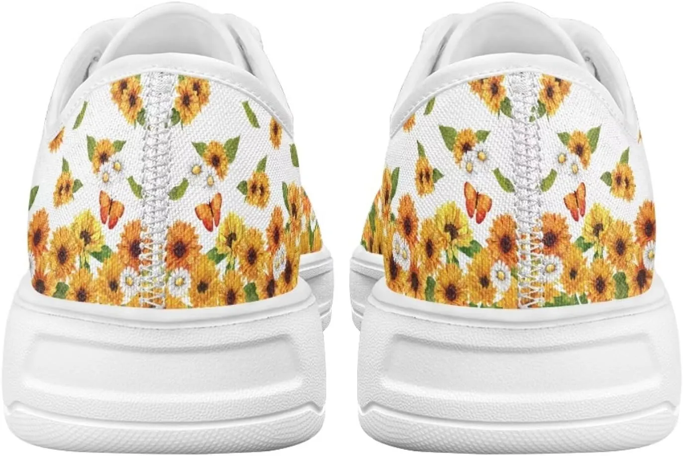 Sunflower Animal Print Women Casual Canvas Slip-On Sneaker Classic Low Top Shoes Lace-Up Platform Tennis Shoes