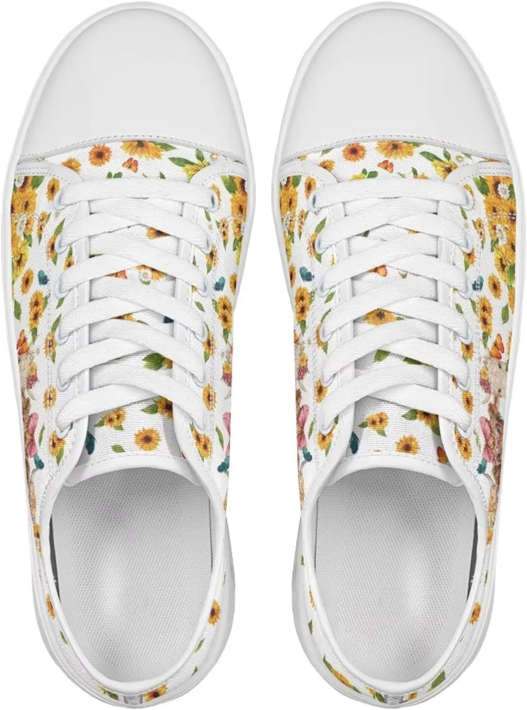 Sunflower Animal Print Women Casual Canvas Slip-On Sneaker Classic Low Top Shoes Lace-Up Platform Tennis Shoes