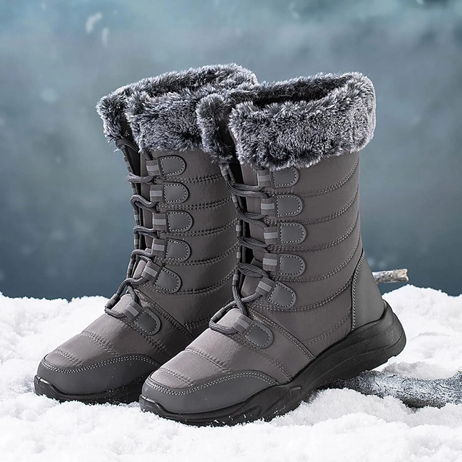 Tall Black Snow Boots for Women Women's Waterproof Boots Womens Ankle Snow Boots Wide Width Outdoor Boots Women Waterproof Tall Wedge Heel Winter Boots for Women