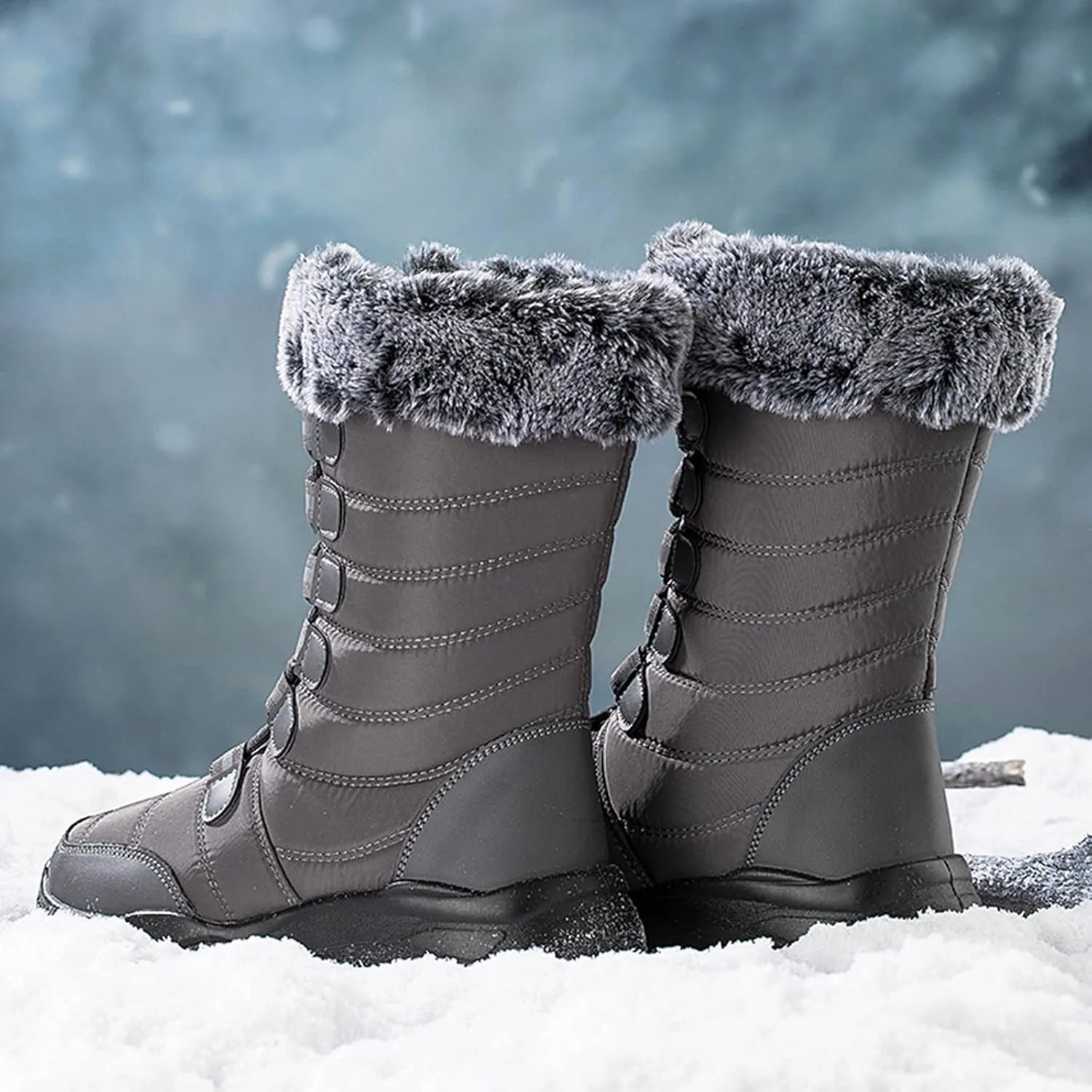 Tall Black Snow Boots for Women Women's Waterproof Boots Womens Ankle Snow Boots Wide Width Outdoor Boots Women Waterproof Tall Wedge Heel Winter Boots for Women