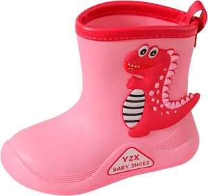 Toddler Dinosaur Rain Boots, Waterproof Rubber Kids Rain Boots for Girls Boys Unisex-Child Outdoor Rain Boots