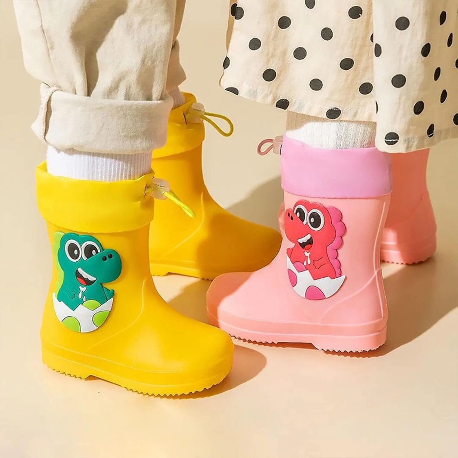 Toddler Dinosaur Rain Boots with Adjustable Buckle Infant Lightweight Non Slip Rainboots Kids Boys' Suede Boots Size 5