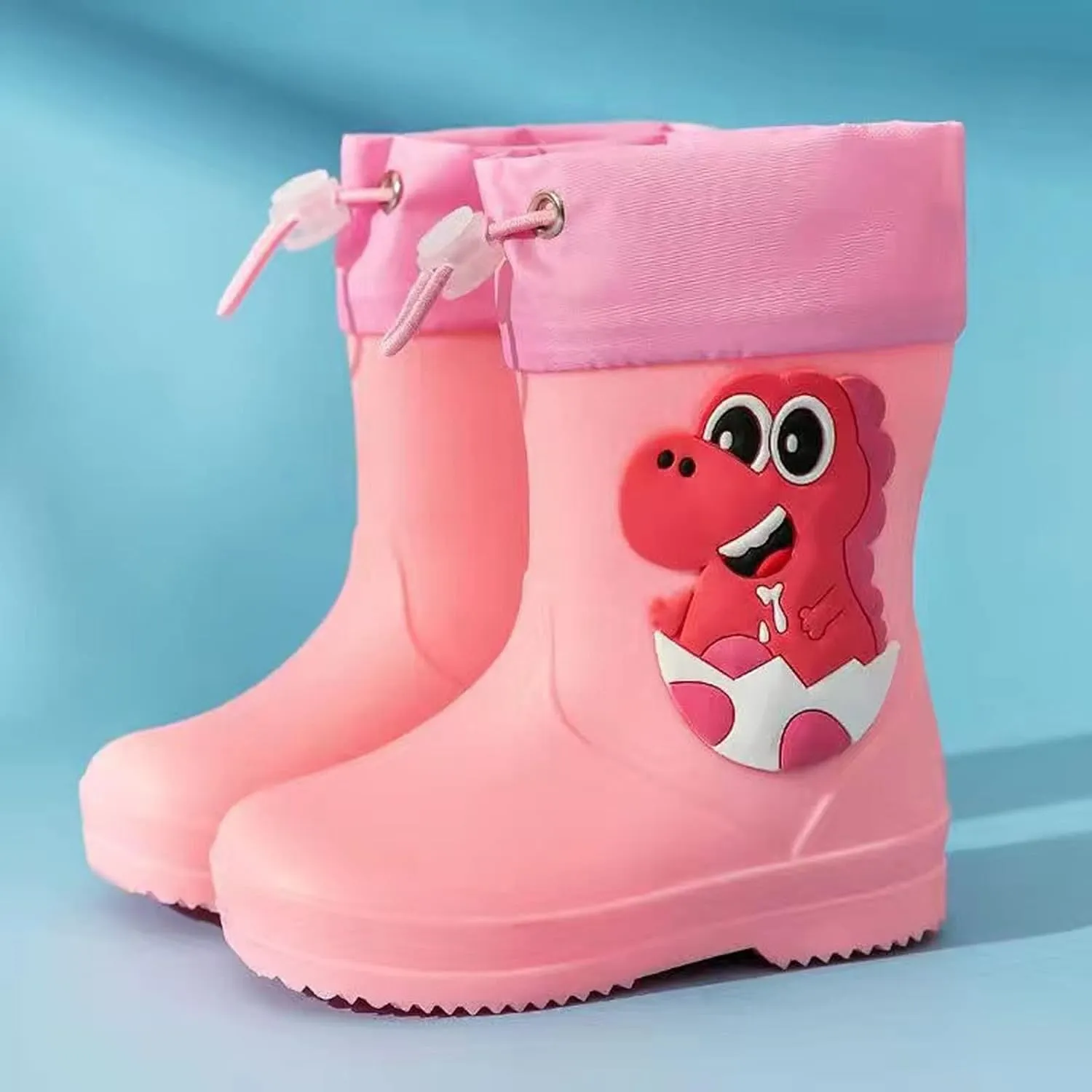 Toddler Dinosaur Rain Boots with Adjustable Buckle Infant Lightweight Non Slip Rainboots Kids Boys' Suede Boots Size 5