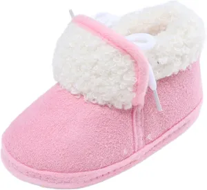 Toddler Fuzzy Soft Booties Winter Outdoor Snow Shoes Baby Boys Girls Cotton Warm Boots Non Slip Comfy Ankle Sneaker