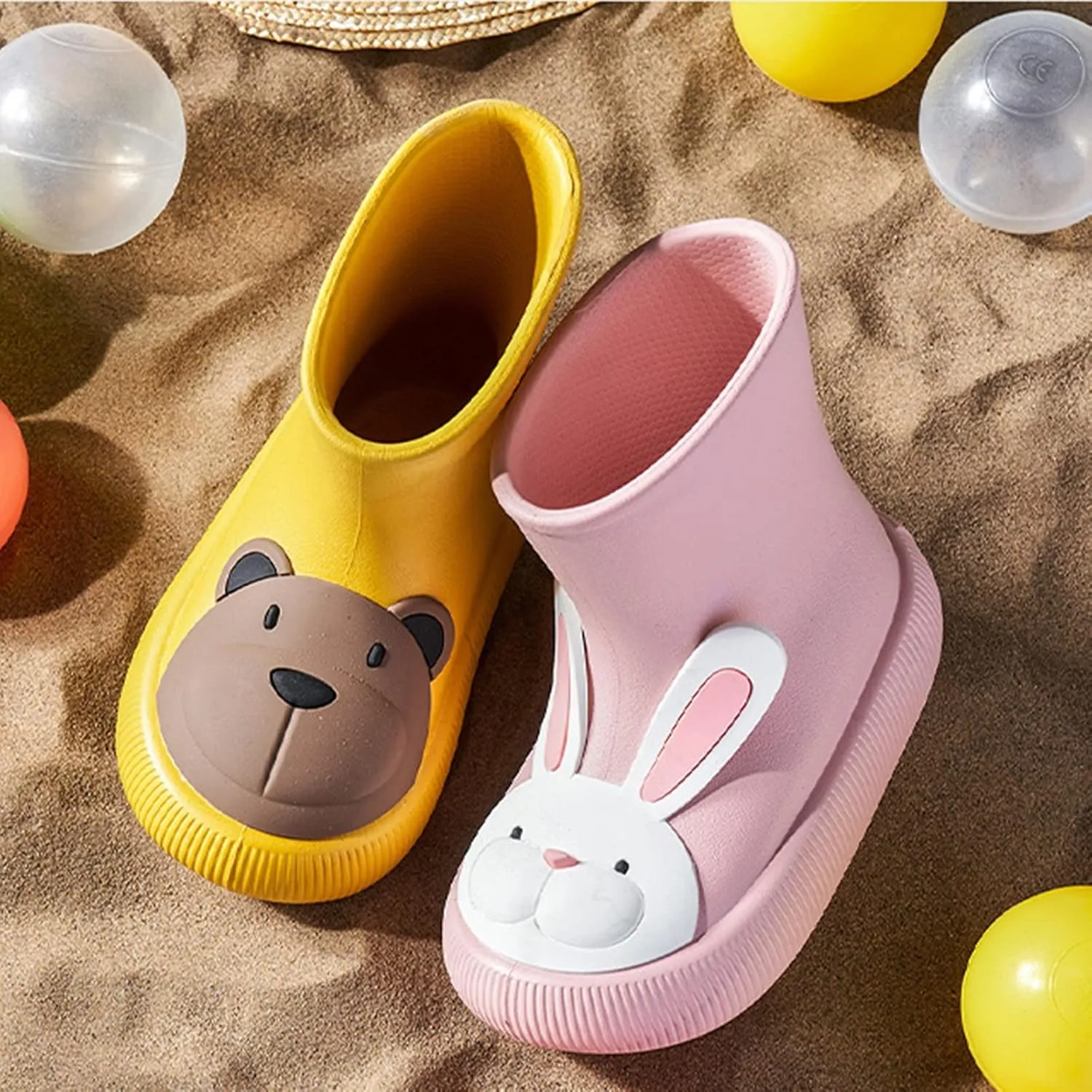 Toddler Girls Bunny Rain Boots Non-Slip Lightweight Outdoor Play Rain Shoes Kids Platform Soft Rubber Boots Size 6