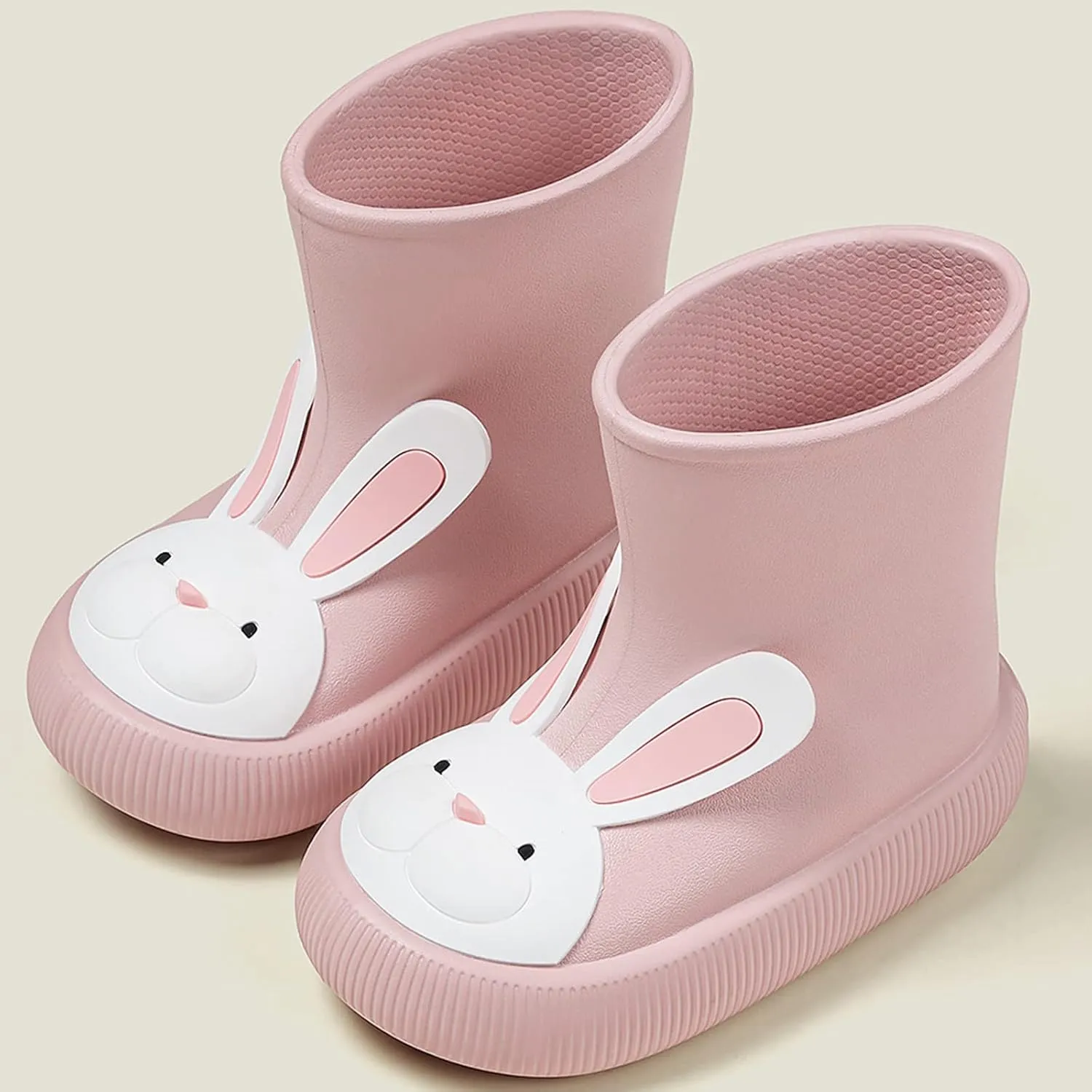 Toddler Girls Bunny Rain Boots Non-Slip Lightweight Outdoor Play Rain Shoes Kids Platform Soft Rubber Boots Size 6