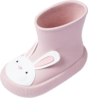 Toddler Girls Bunny Rain Boots Non-Slip Lightweight Outdoor Play Rain Shoes Kids Platform Soft Rubber Boots Size 6