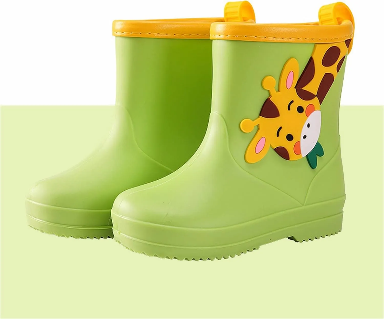 Toddler Kids Cartoon Animals Character Rain Boots Boys and Girls Water Shoes Baby Fashion Casual Rain Boots Bow Socks Baby Girl (Green, 2.5 Big Kids)