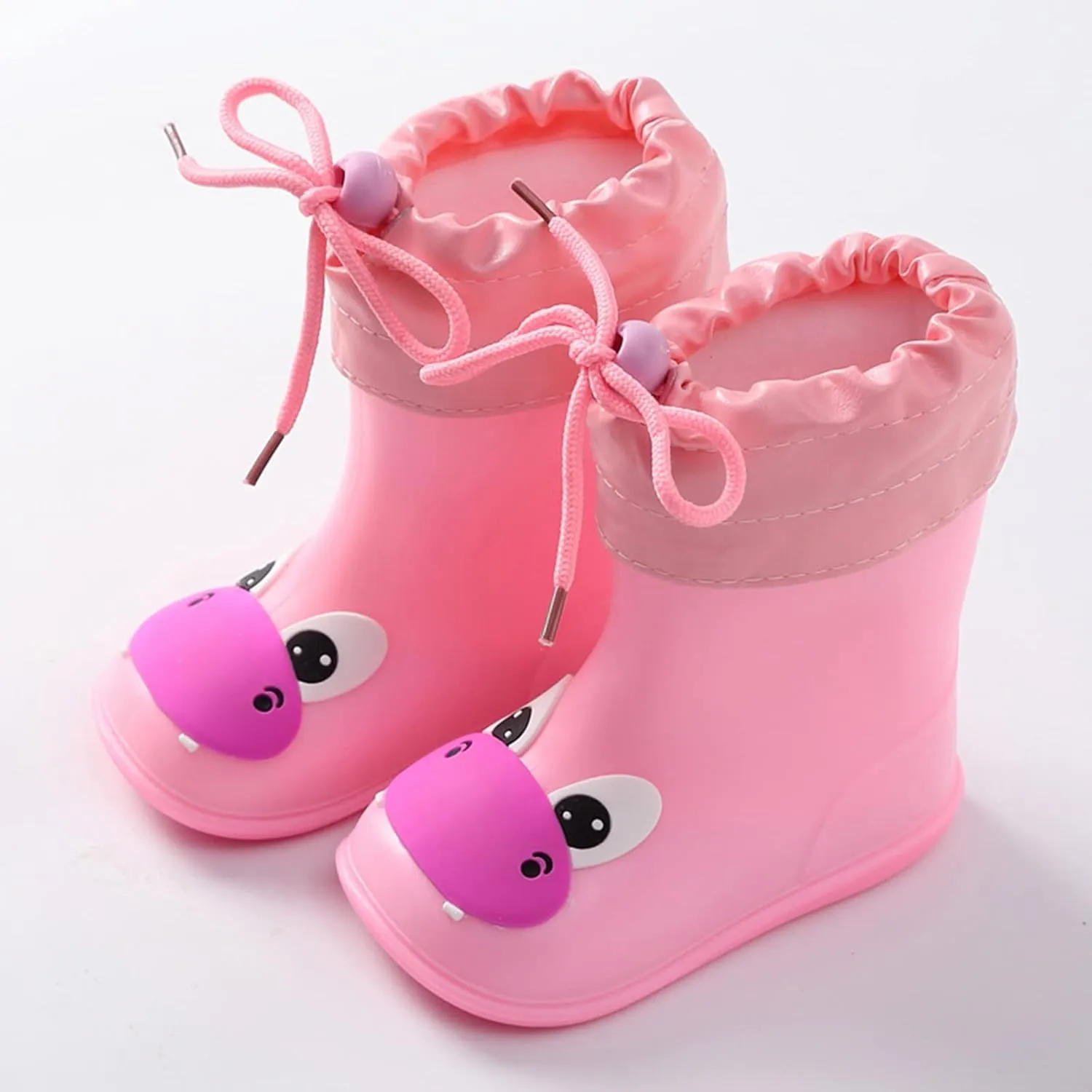 Toddler Kids Cute Duck Rain Boots Boys Girls Cartoon Reflective Solid Waterproof PVC Rubber Boots in 3D Patterns