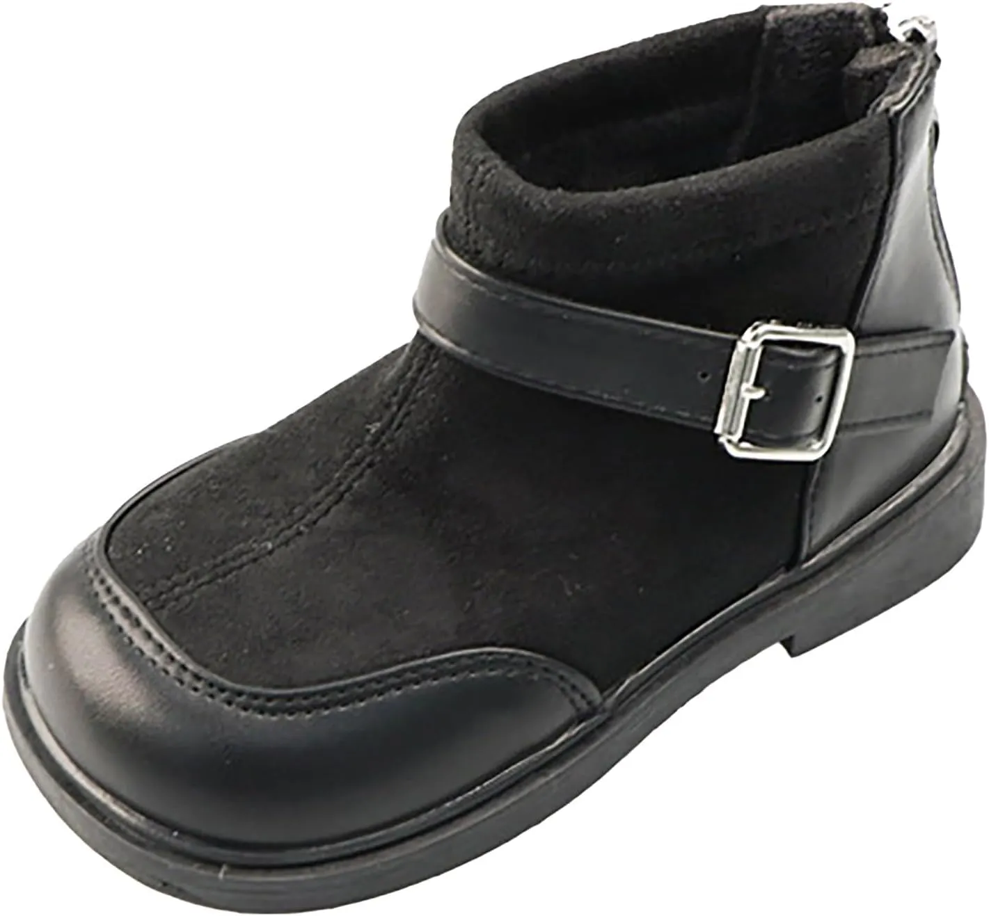 Toddler Kids Girls Classic Buckle Ankle Boots PU Leather Anti Slip Outdoor Casual Hiking Shoes High Top Sneaker
