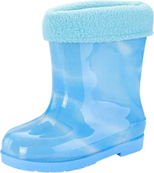 Toddler Kids Lightweight Waterproof Rain Boot with Cozy Lining Outdoor Boots for Boys Girls Rubber Boys Water Shoes