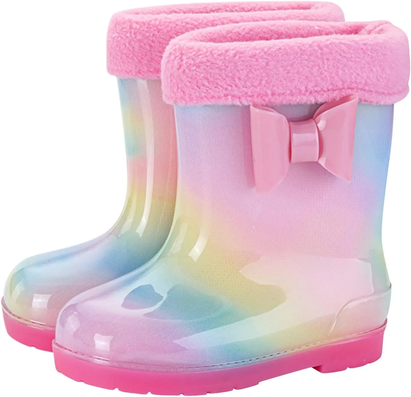 Toddler Kids Lightweight Waterproof Rain Boot with Cozy Lining Outdoor Boots for Boys Girls Rubber Boys Water Shoes