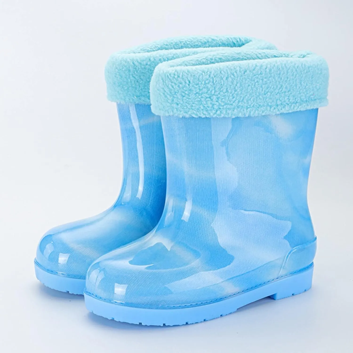 Toddler Kids Lightweight Waterproof Rain Boot with Cozy Lining Outdoor Boots for Boys Girls Rubber Boys Water Shoes