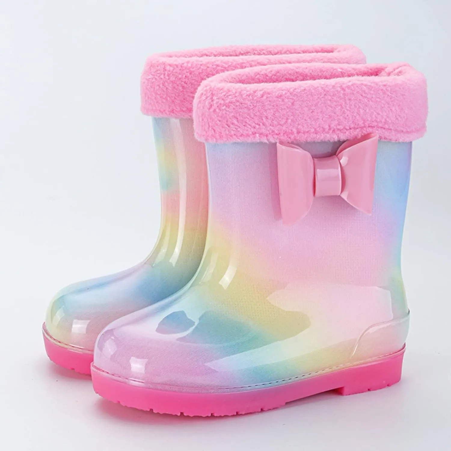 Toddler Kids Lightweight Waterproof Rain Boot with Cozy Lining Outdoor Boots for Boys Girls Rubber Boys Water Shoes